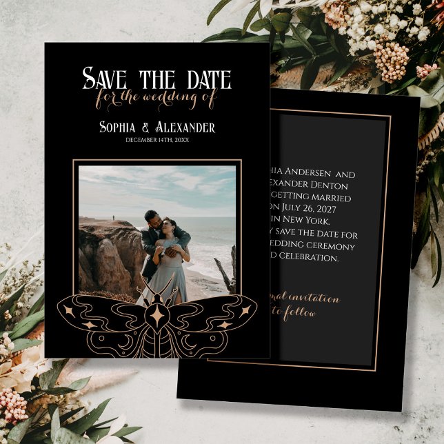 Gothic Moody Black Wedding Foto Save The Date (Von Creator hochgeladen)