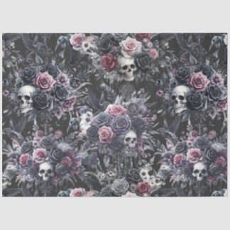 Gothic Moody Blume Skulls und Crows Seidenpapier