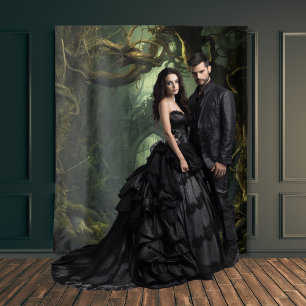 Gothic Moody Dark Twisted Trees & Arch Wandteppich