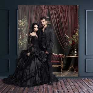 Gothic Moody Dark Victorian Burgunder Grün Salon Wandteppich