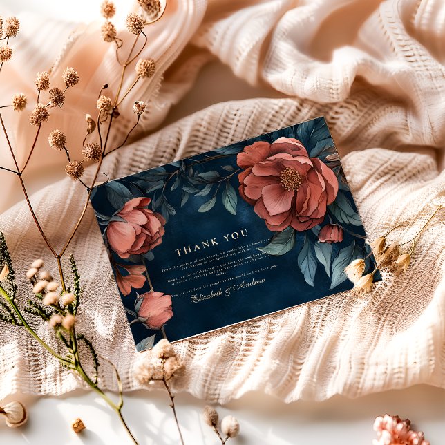 Gothic Moody Floral Wedding Dankeskarte (Von Creator hochgeladen)