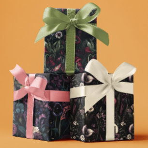 Gothic Moody Herbstblumen  Geschenkpapier Set