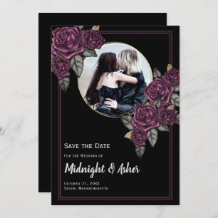 Gothic Moody Rose Circle Foto Save the Date Card