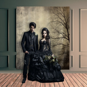 Gothic Moody Scenes Dark Forest Cream & Black Wandteppich