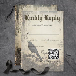 Gothic Moody Scenes Vintage Creme & Black RSVP Karte