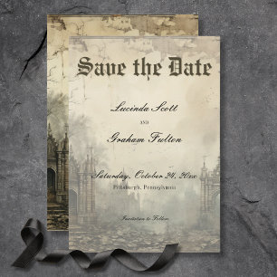 Gothic Moody Szenen Vintage Creme & Schwarz Save The Date