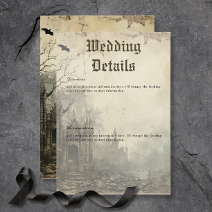 Gothic Moody Szenen Vintage Creme & schwarze Detai Begleitkarte