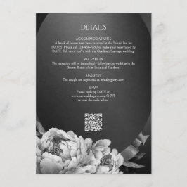 Gothic Moody White Peonies Hochzeitsdetails Begleitkarte