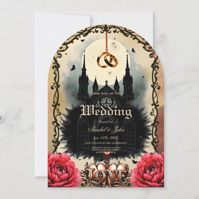 Gothic Moon –Eternal Love Beneath the Midnight Sky Einladung (Vorderseite)