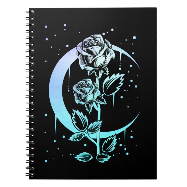 Gothic Moon Flower Crescent Witchy Notizblock (Vorderseite)
