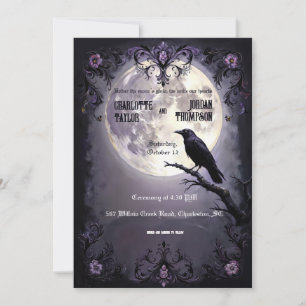 Gothic Moon & Raven Wedding Einladungen Dunkler St