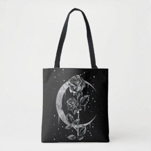 Gothic Moon Rose Crescent Witchy Art
