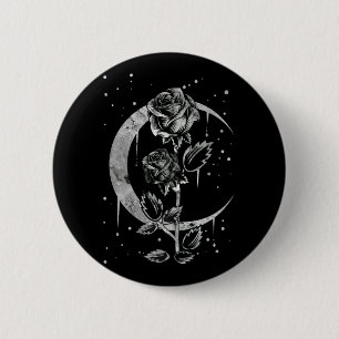 Gothic Moon Rose Crescent Witchy Art Button