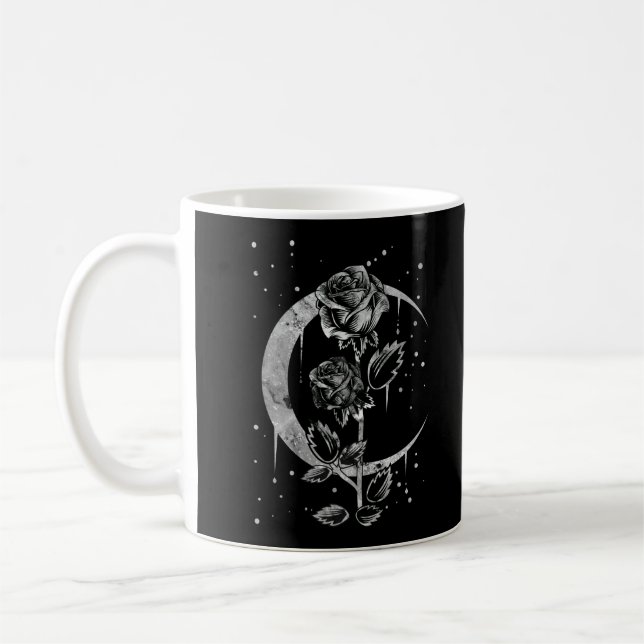 Gothic Moon Rose Crescent Witchy Art Kaffeetasse (Links)