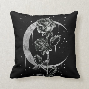 Gothic Moon Rose Crescent Witchy Art Kissen