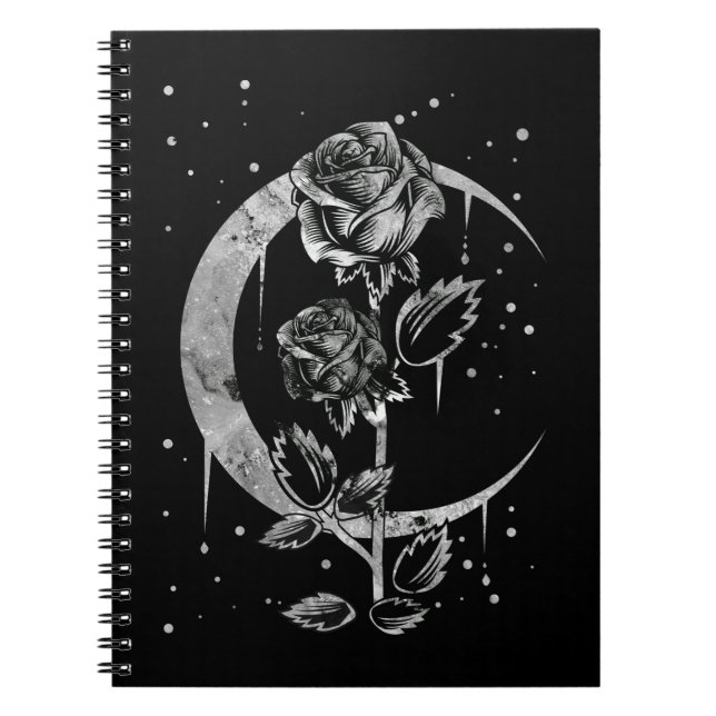 Gothic Moon Rose Crescent Witchy Art Notizblock (Vorderseite)