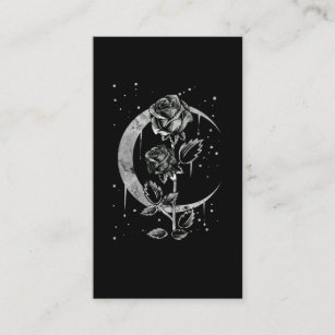 Gothic Moon Rose Crescent Witchy Art Visitenkarte