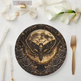 Gothic Moth Skull Hochzeit – Dunkle Eleganz Pappteller