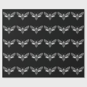 Gothic Moth Skull Wedding - Dunkles Elegant Geschenkpapier