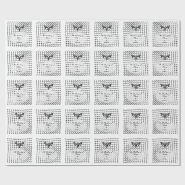 Gothic Moth Skull Wedding - Dunkles Elegant Geschenkpapier (Flach)