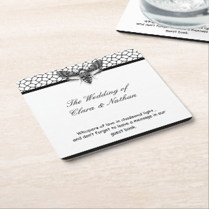 Gothic Moth Skull Wedding - Dunkles Elegant Rechteckiger Pappuntersetzer