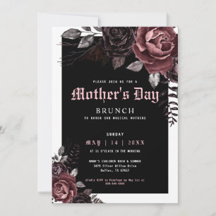 Gothic Mother's Day Brunch Party Burgund Blume Einladung