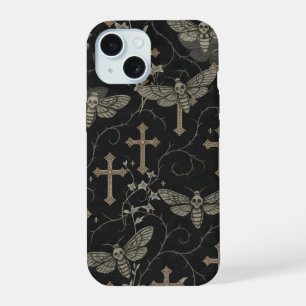 Gothic Motte & Kreuz Damast Handyhülle iPhone 15 Hülle