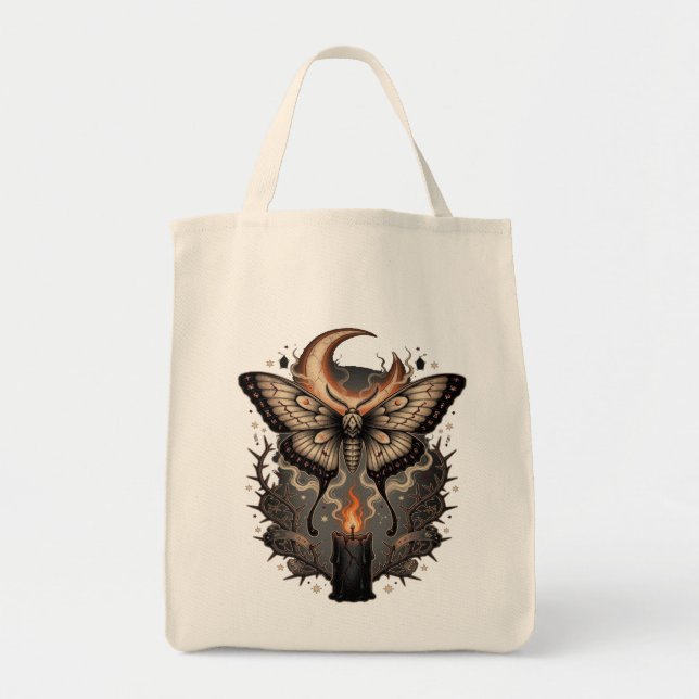Gothic-Motten-Mond-Halloween-Tasche Tragetasche (Vorne)