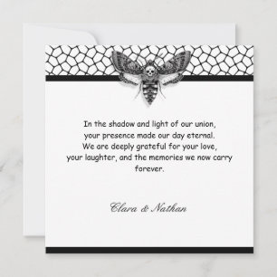 Gothic Motten-Schädel-Hochzeit Schwarz & Weiß Einladung