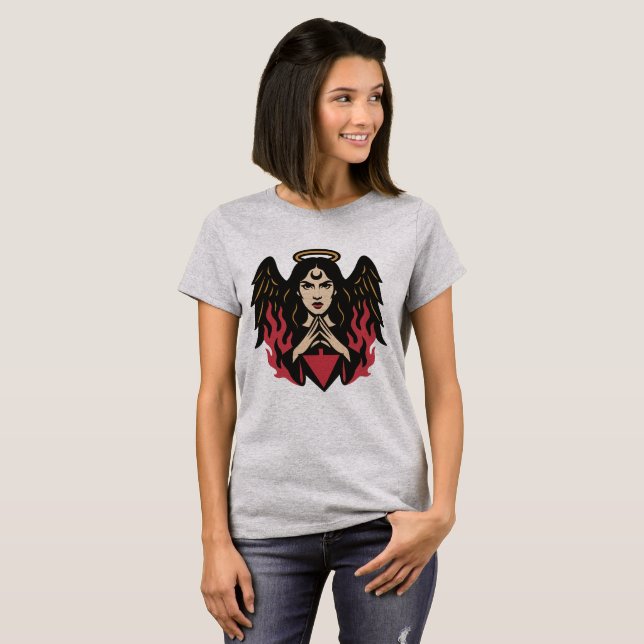 Gothic Mysterious Woman - Dark Fantasy T-Shirt (Vorne ganz)