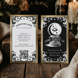 Gothic Mystic Holistic Spiritual Crystal Ball Gold Visitenkarte