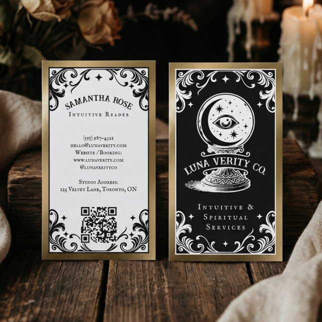 Gothic Mystic Holistic Spiritual Crystal Ball Gold Visitenkarte (Gothic Mystic Holistic Spiritual Crystal Ball Gold Business Card)