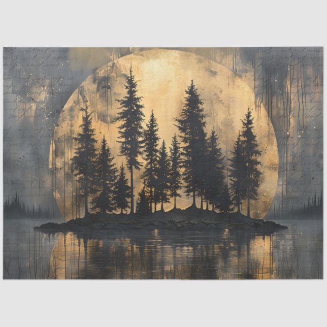 Gothic Mystic Pine Moonlight Seidenpapier (Vorderseite)