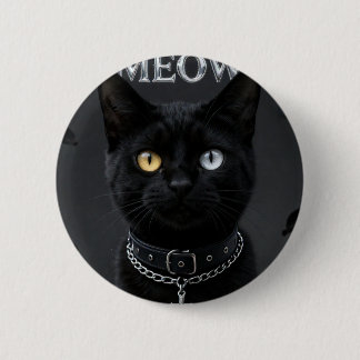 Gothic Mystic: Schwarze Katze mit heterochromen Au Button