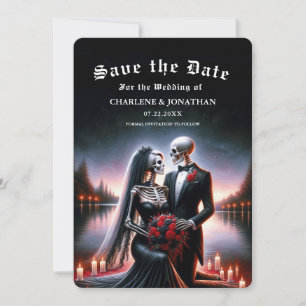 Gothic Navy Skelett Hochzeit Save the Date