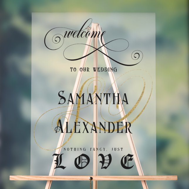 Gothic Nichts Extravagant nur Liebe Hochzeit Willk Acrylschild (Neutral)