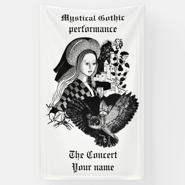 Gothic Night Owl and woman Banner (Vertikal)