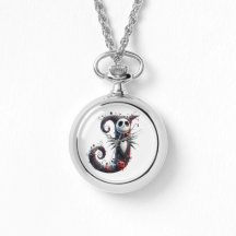 Gothic Nightmare Taschenuhr-Halskette – Dunkle Fan