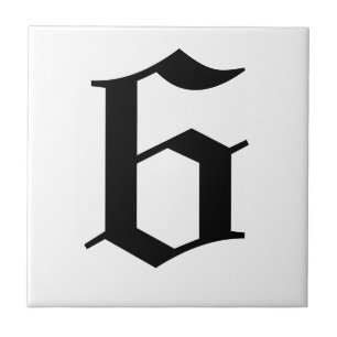 Gothic Number Tile - Schwarz auf Weiß Fliese
