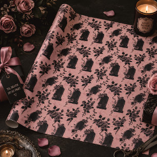 Gothic Occult Pink Friedhof Rose Geschenkpapier
