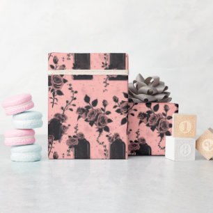 Gothic Occult Pink Friedhof Rose Geschenkpapier