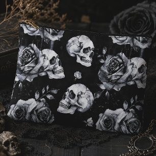 Gothic Occult Skull und Rose Zubehörtasche