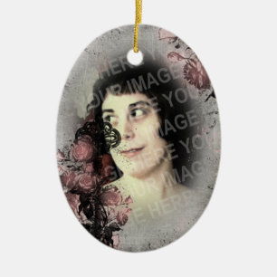 Gothic Old Key und Rose Keramik Ornament