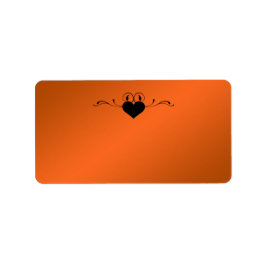 Gothic Orange, Black Heart Address Label - Leer Adressaufkleber