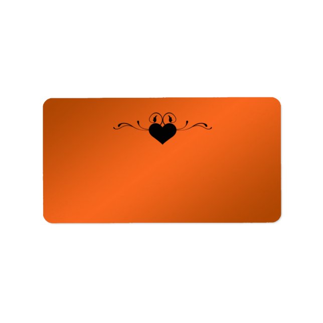 Gothic Orange, Black Heart Address Label - Leer Adressaufkleber (Vorne)