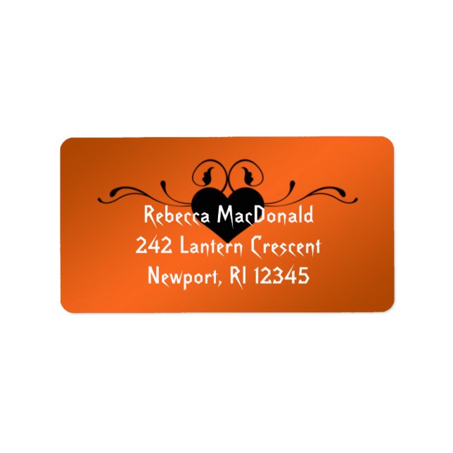 Gothic Orange, Black Return Address Label Adressaufkleber (Vorne)