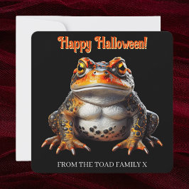 Gothic Orange & Black Toad Happy Halloween Card Karte