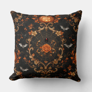 Gothic Orange Kürbis Wurfkissen - Halloween  Kissen