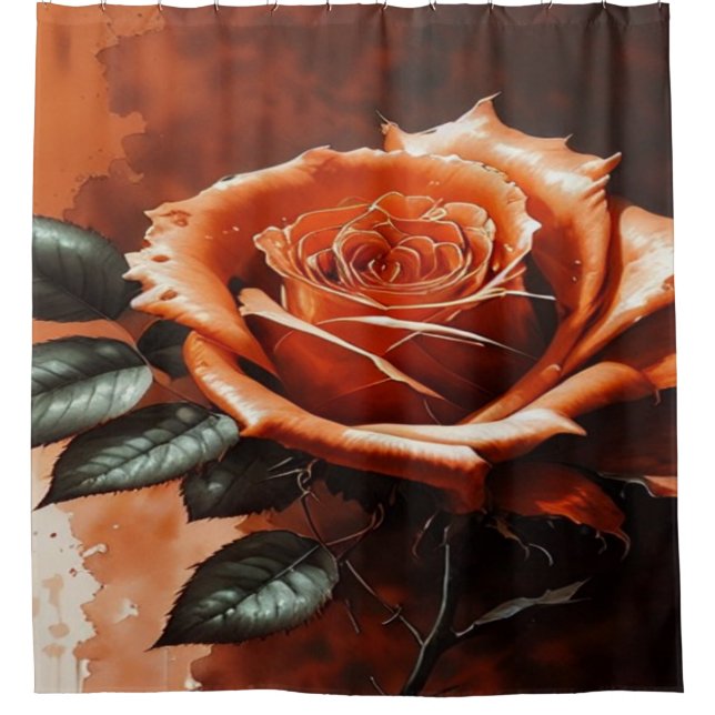 Gothic Orange Rose Duschvorhang (Vorderseite)