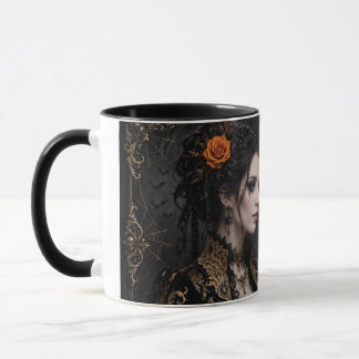 Gothic Orange Rose Halloween Paarmug - Romantisch Tasse